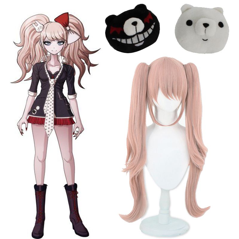 Danganronpa Junko Enoshima Cosplay Ponytails Hair Wig Clips Bear Bunny ...