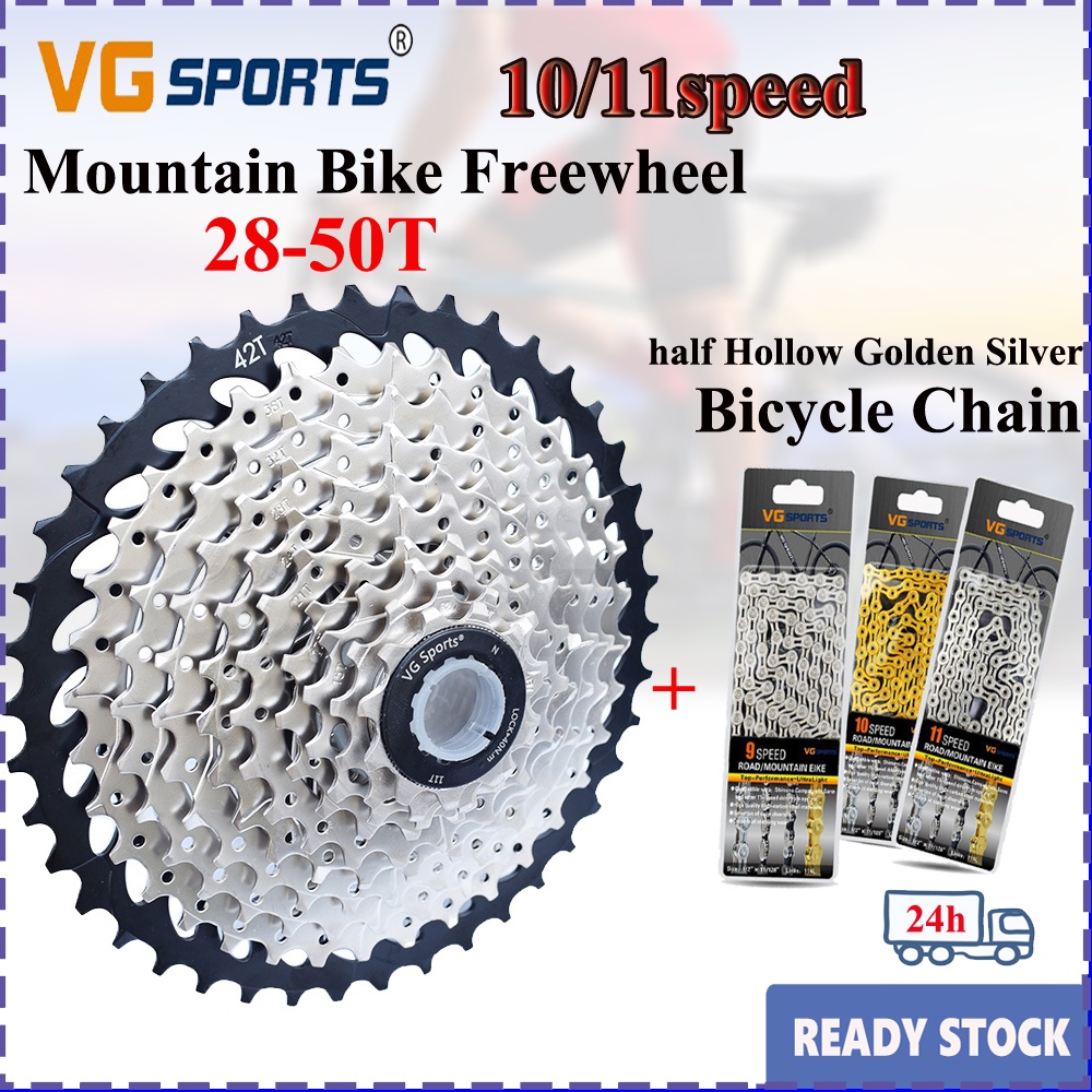 VG Sports 10 11 Speed Mountain Bike Cassette Cogs Freewheel 32T 36T 40T 42T  46T 50T Chain 10 11Speed