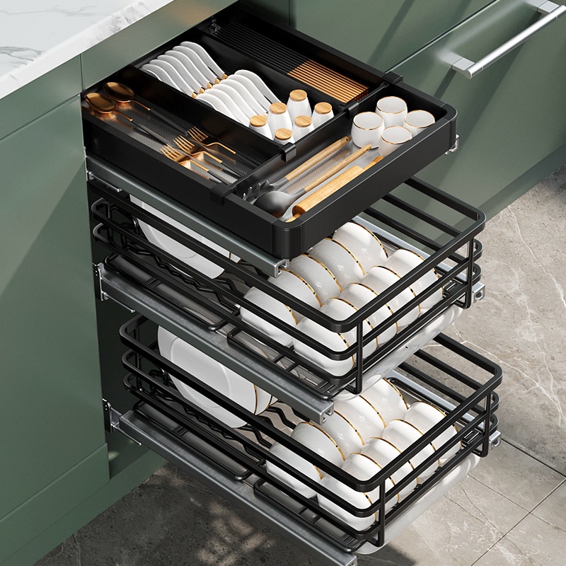 3 Tier Pull Out Cabinet Organizer, Heavy Duty Rust Resistant Sliding ...