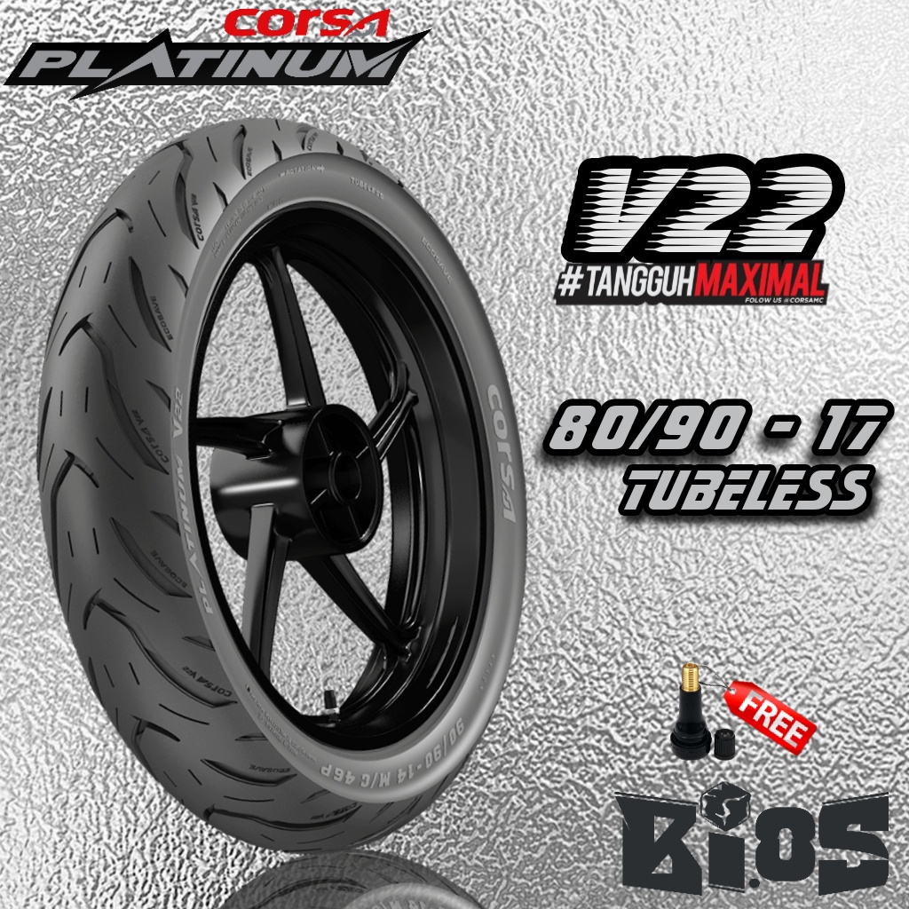 Corsa PLATINUM V22 Tires 80/90-17 TUBLESS Duck Motorcycle Tires ...