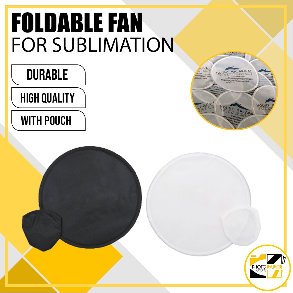 Sublimation Fordable Fan Black/White with Pouch for Customize, Souvenir ...