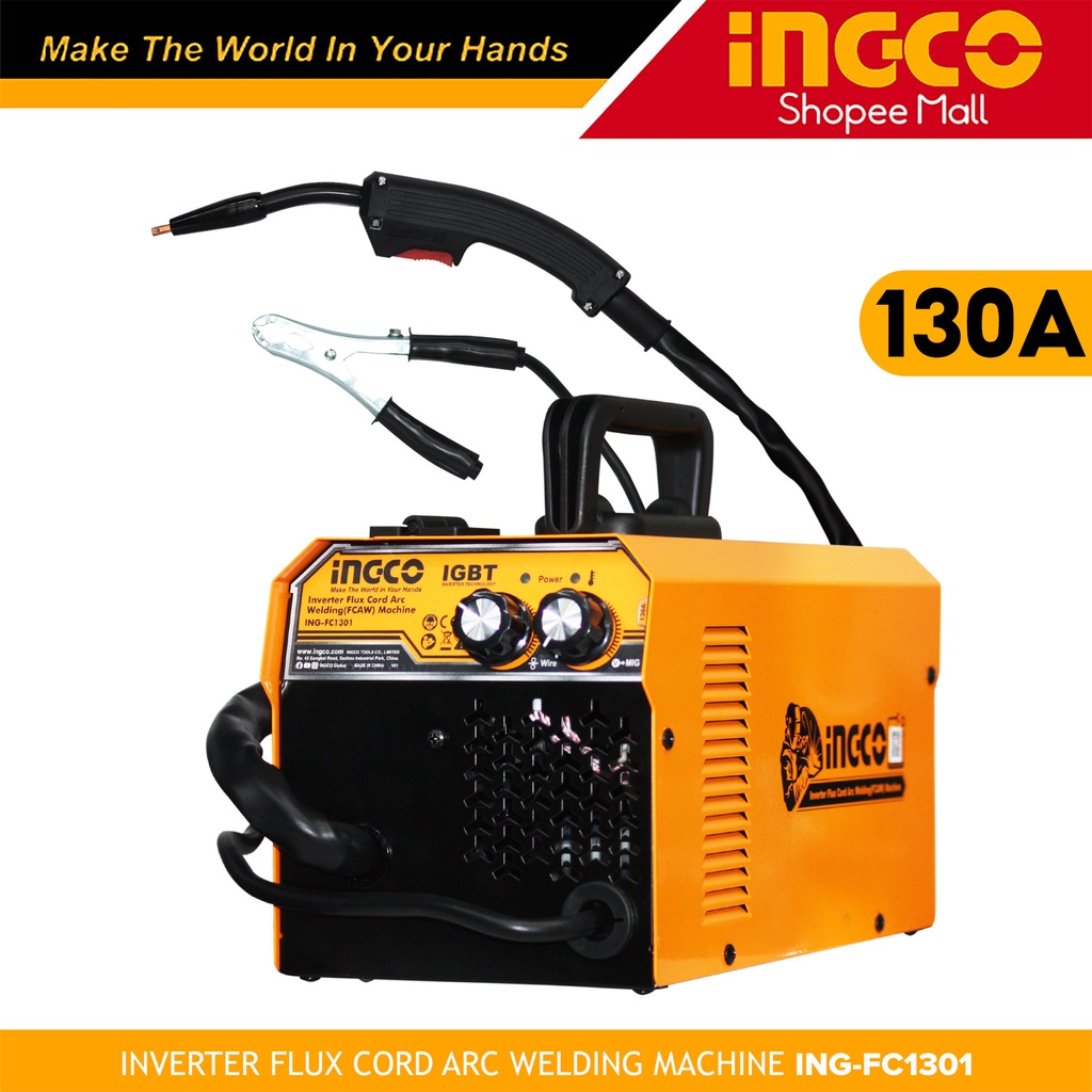 Ingco Portable Inverter Flux Cord Arc Welding Machine Mig Welder (FCAW
