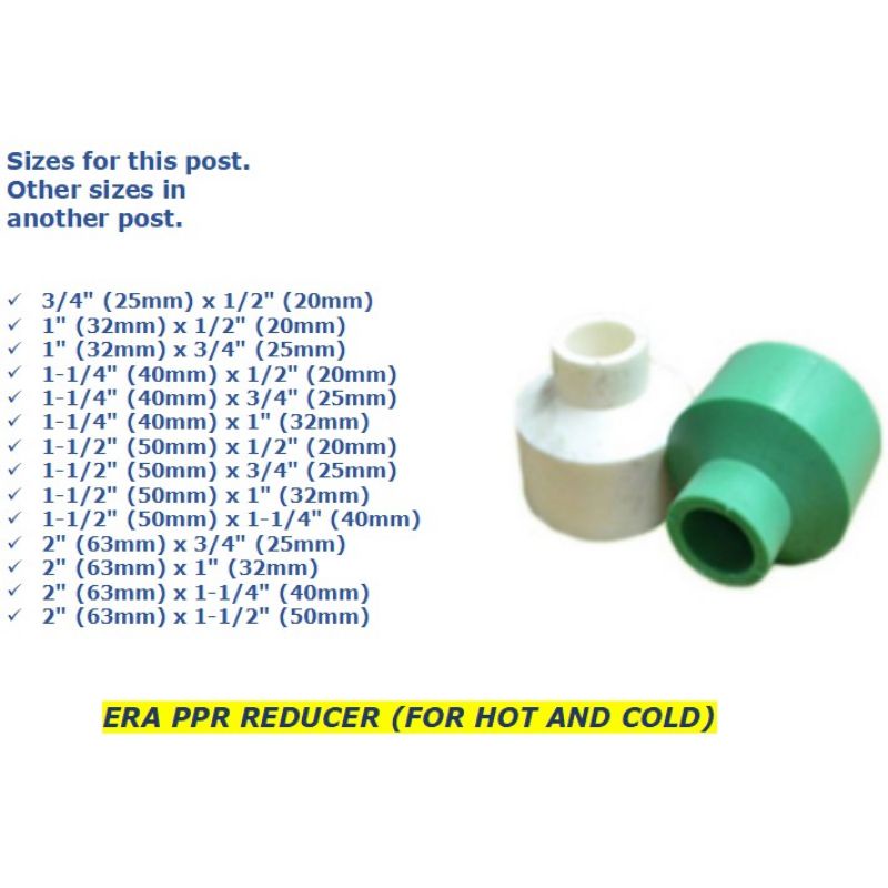 PPR ERA COUPLING REDUCER(see option for sizes) Shopee Philippines