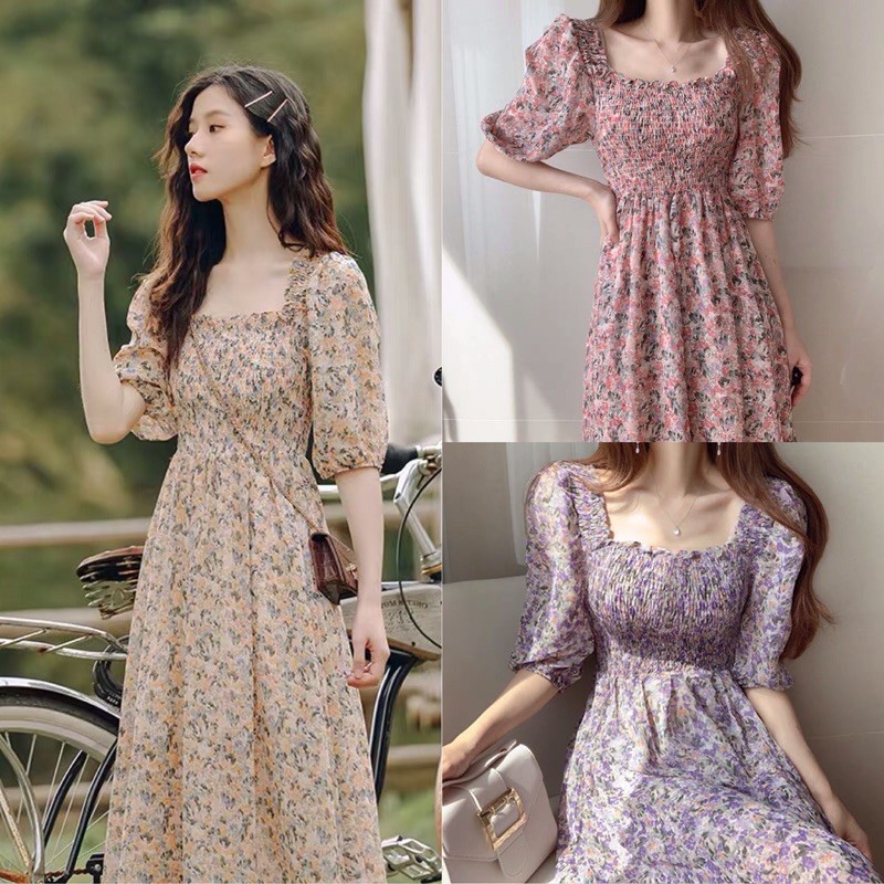 RRX Floral Smocked Dress Garter Maxi Dress 6229 Shopee Philippines