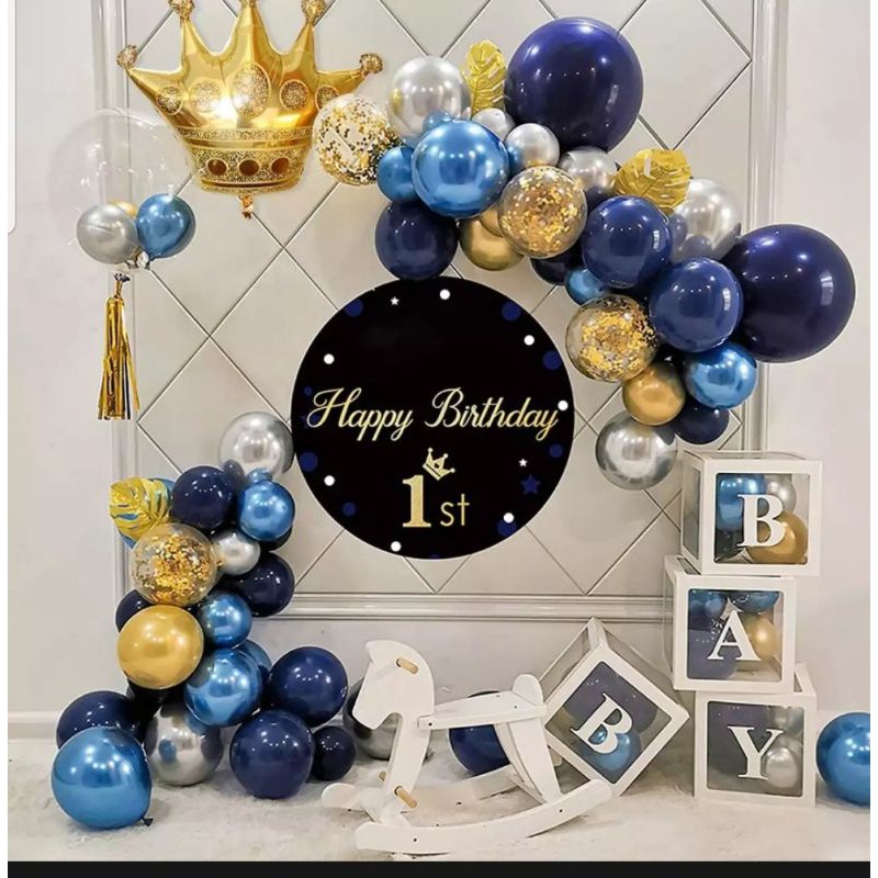 50th Birthday Decorations Men, Birthday Party Balloon Decorations set, 50th  Birthday Banner Blue Gold Latex Balloons Birthday Party Decoration for