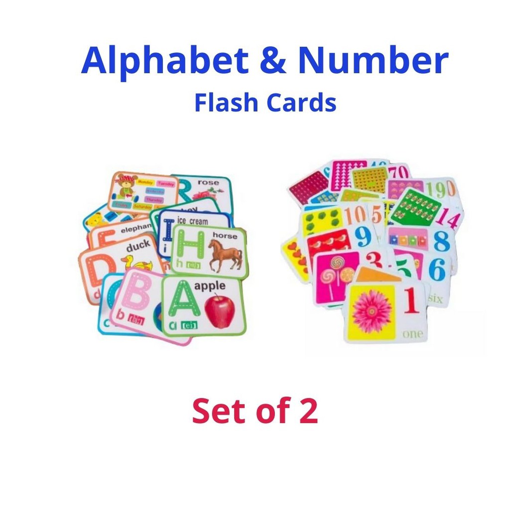 Mom Hub Alphabet ABC Letter Numbers Flash Cards Set for Baby Toddler ...