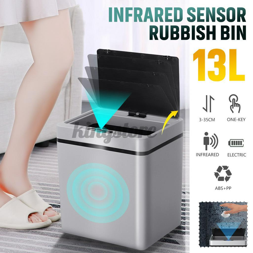 US Smart Infrared Sensor Vibration Sensing Auto Open Rubbish Waste Bin Trash Can MGBD Shopee