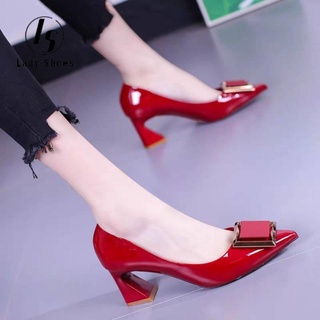 Side Air Red Sole Black High Heel Shoes for Women 2023 New Sexy Style Thin  Pointed Patent Leather Shallow Mouth Commuter Single - AliExpress
