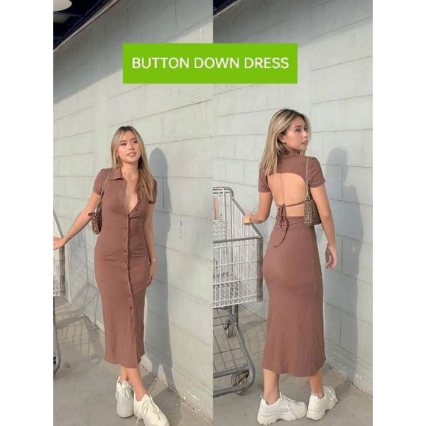 Button down 2025 dress shopee