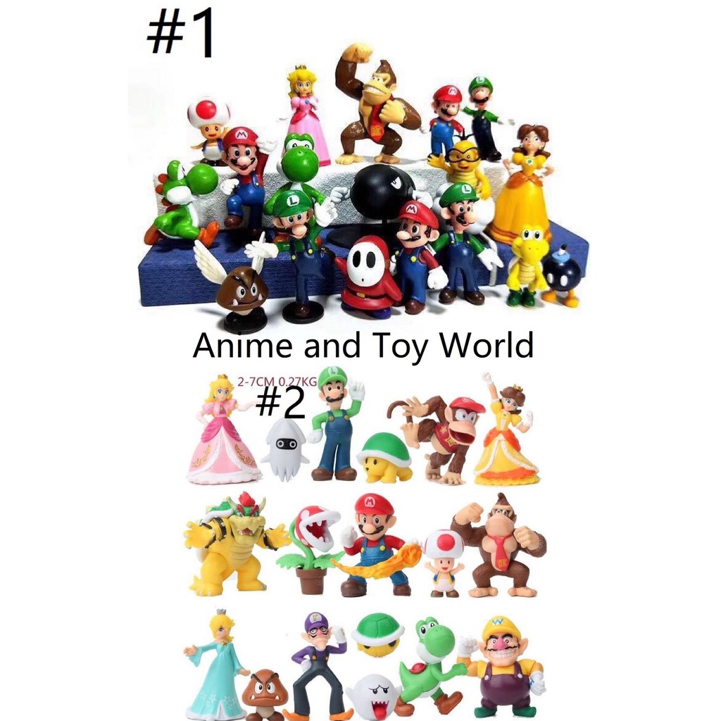 Super Mario Action Figures Set Collection Brothers Bros Luigi Peach Kong Yoshi