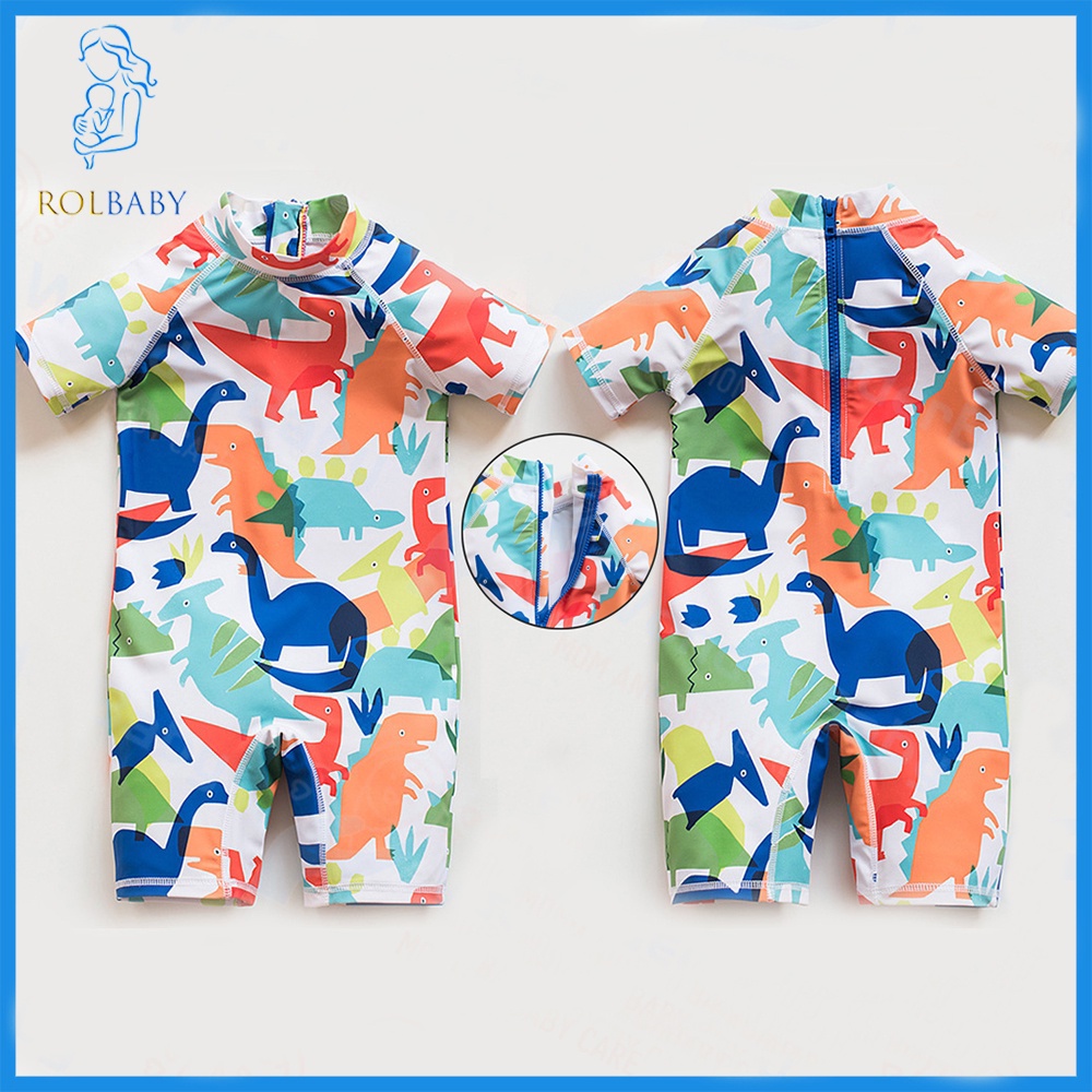 Rolbaby Baby boy swimsuit dinosaur Printed One piece swimwear for 16