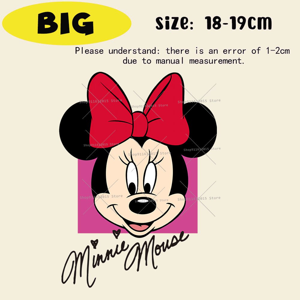 Disney Iron on Clothing Thermo-Sticker Mickey Minnie Mouse Hot Transfer  Patches Women Fashion Clothes Applique DIY Decoration