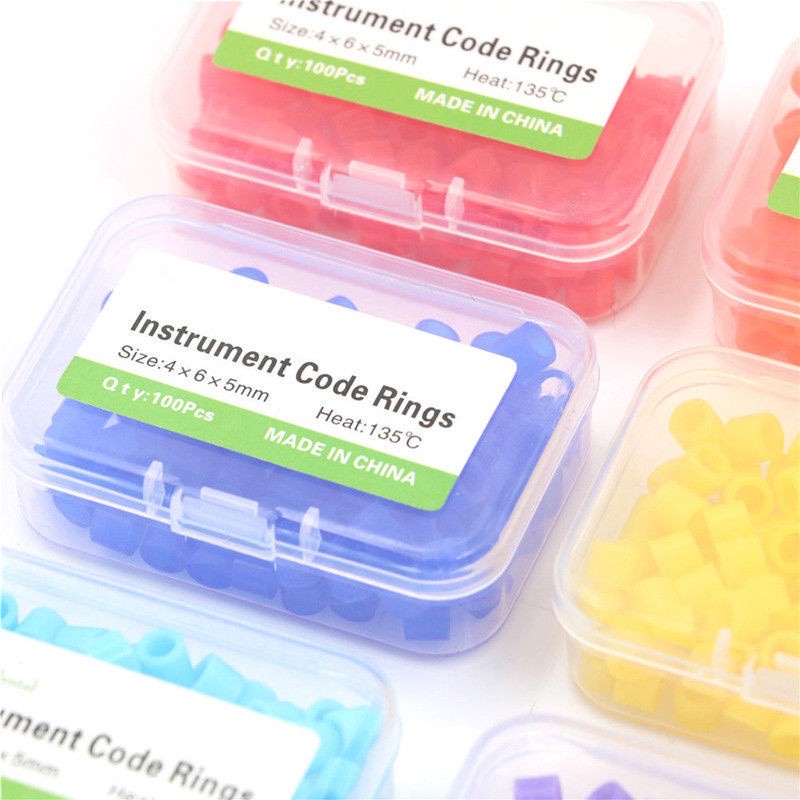100pcs/box Color Code Rings Hygiene Dental Instruments Silicone Rings ...
