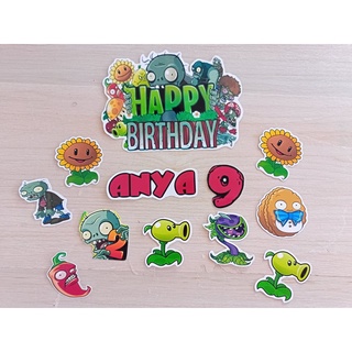 Plants vs Zombies Themed Cake Toppers Personalised With Name & Age