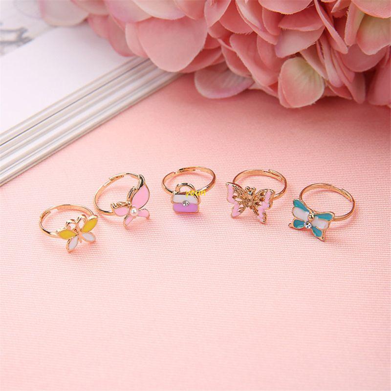 youn 5pcs Fancy Adjustable Cartoon Rings Party Favors Kids Girls Action ...