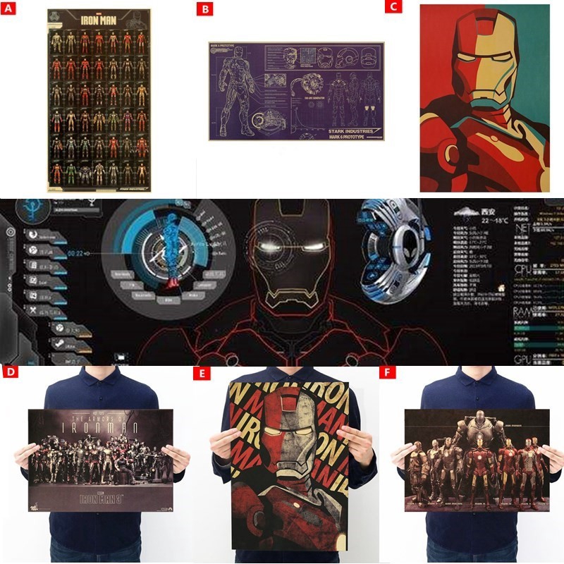 Hero Iron Man Armor Vintage Marvel Movie Poster Room Decoration ...