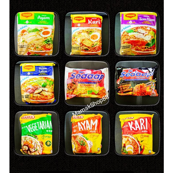 2 Min Maggi Mamee Mi Sedaap Small Pack Ayam Kari Tomyam Asam Laksa