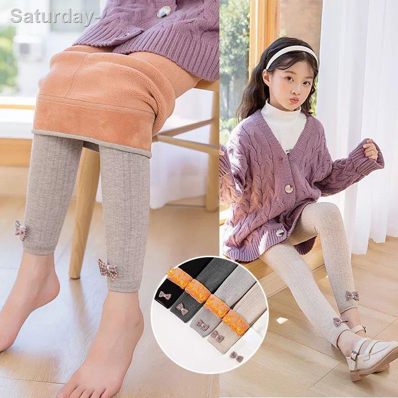 Girls Winter Leggings Plus Velvet Thicken Pants Kids Trousers with