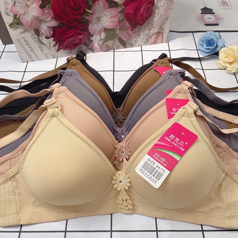 non wire Women's plain breathable bra full cup .cup A.pang maliit