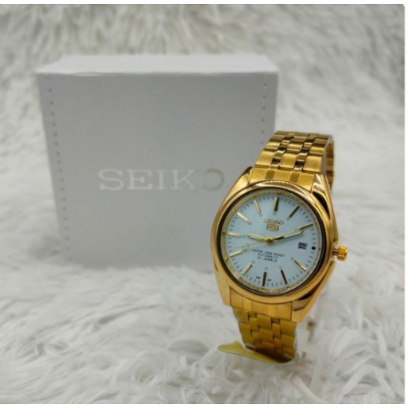 Original automatic Seiko 5 21 Jewels white Gold plated Face For men