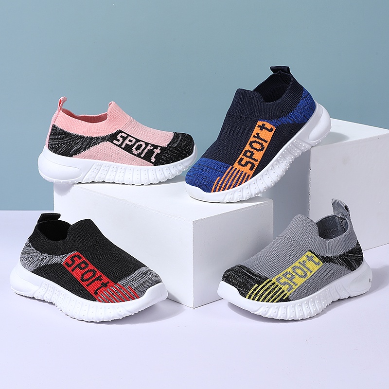 Size 22 33 Kids breathable soft bottom flyknit slip on sport sneaker Shopee Philippines