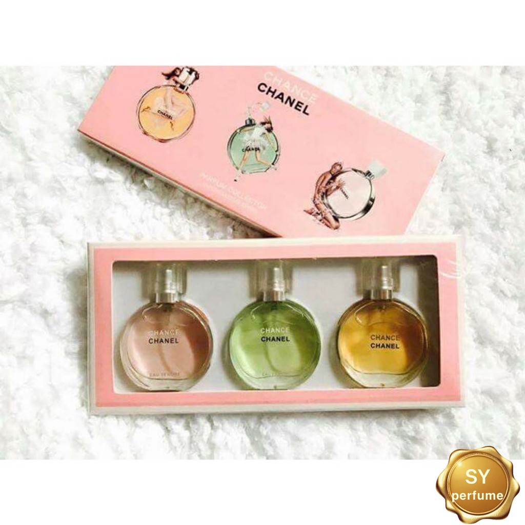 Chanel Perfume Gift Set For Women 3in1 25ml X 3Pink, Green , Gold  alentine's Day tester