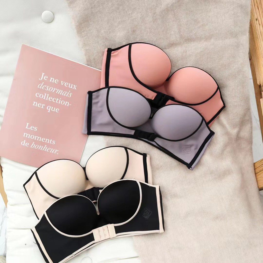 Sexy Invisible Bras Women Strapless Front Buckle Bra Seamless Bralette ...
