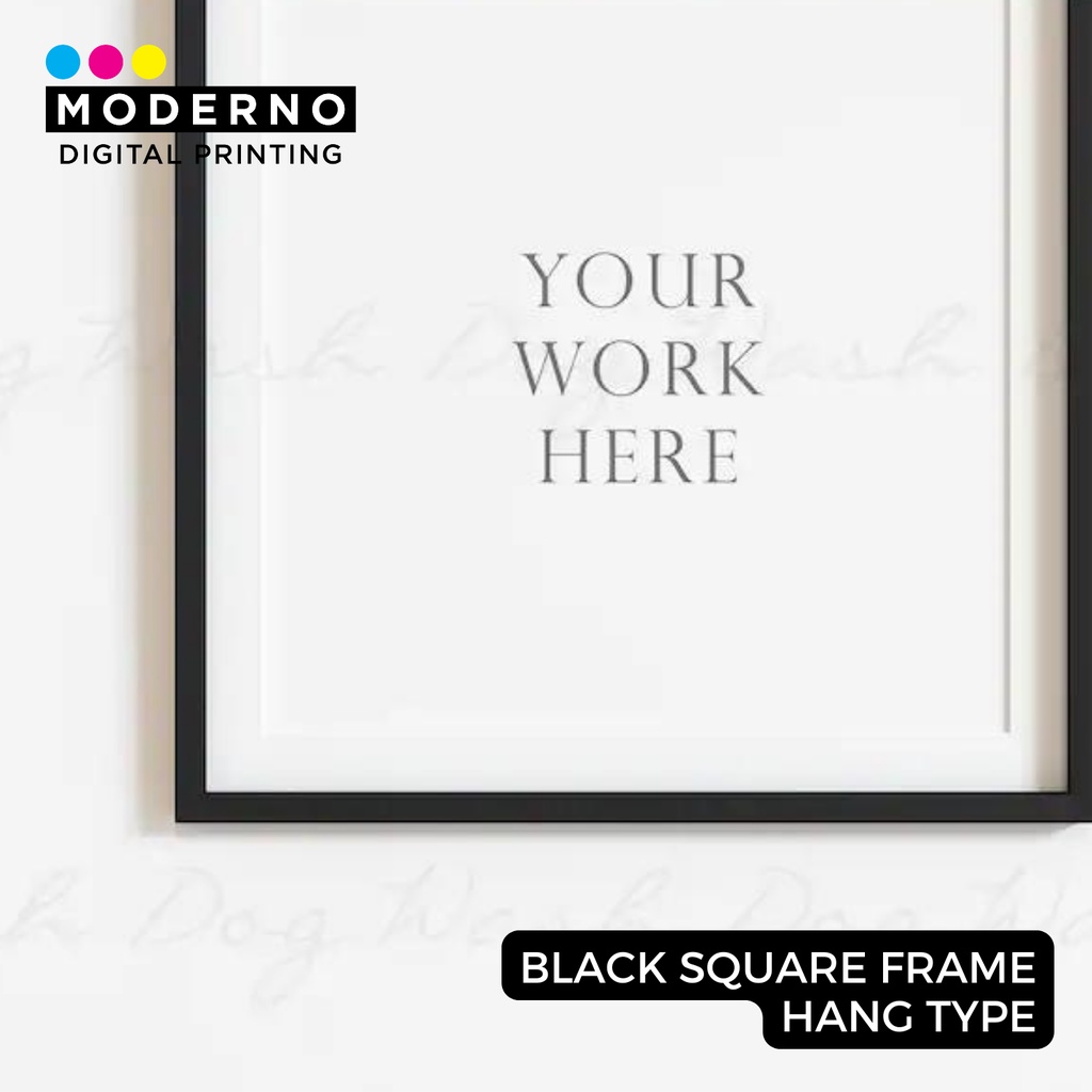 Black Square Frame 20x20cm Glass Picture Frames w/ Photo Print Hang