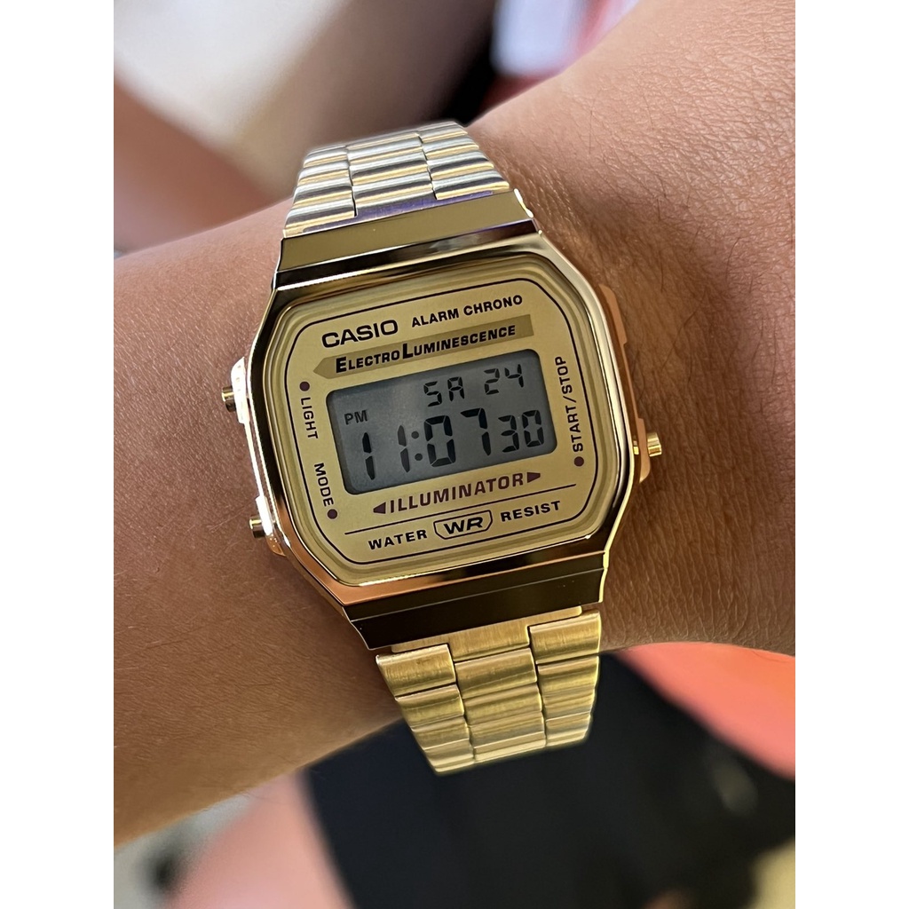 ORIGINAL CASIO Illuminator Digital Stainless Steel Gold Watch A168WG 9 Legit Casio Digital Watch