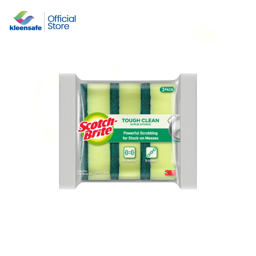 Kleensafe X ScotchBrite Heavy Duty Tough Clean Sponge Dish Scrub