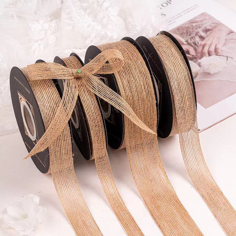 15yards/roll Retro Cotton and Linen ribbon for bouquet wrapping and bow ...