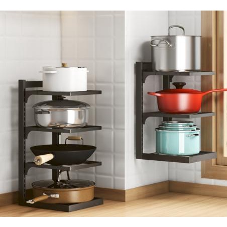 Kitchen 2-4 Tier Storage Pot Rack Adjustable Under-Counter Sink Multi ...