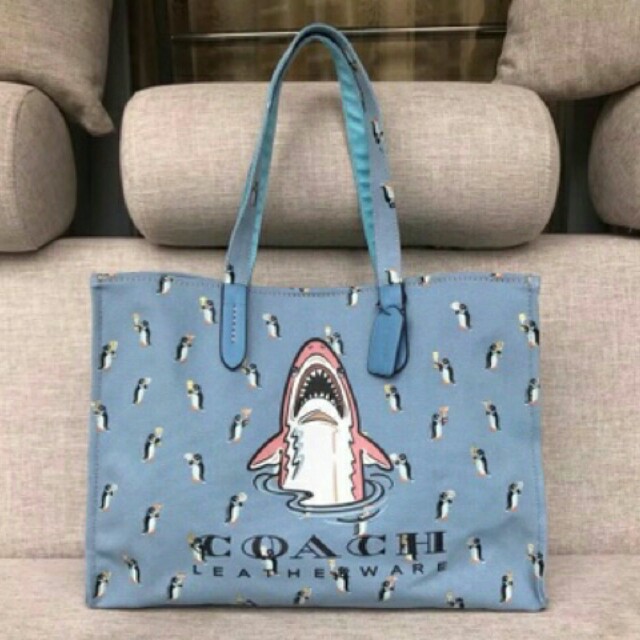 Coach shark tote online bag