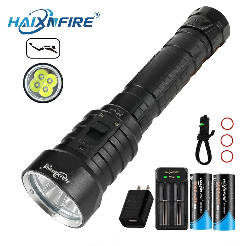 HaixnFire DV74 Underwater Waterproof Diving Torch XHP50*4LED Scuba ...