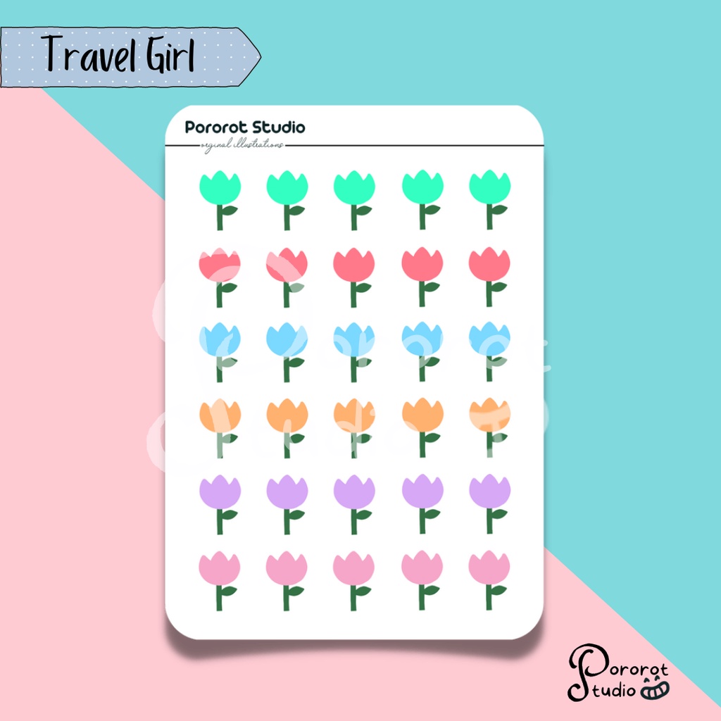 Pororot Studio | Pastel Flower Sticker Sheet for journal planner bujo ...
