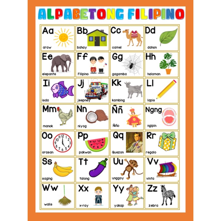 Alpabetong Filipino Tagalog Chart Laminated A Size Shopee Philippines