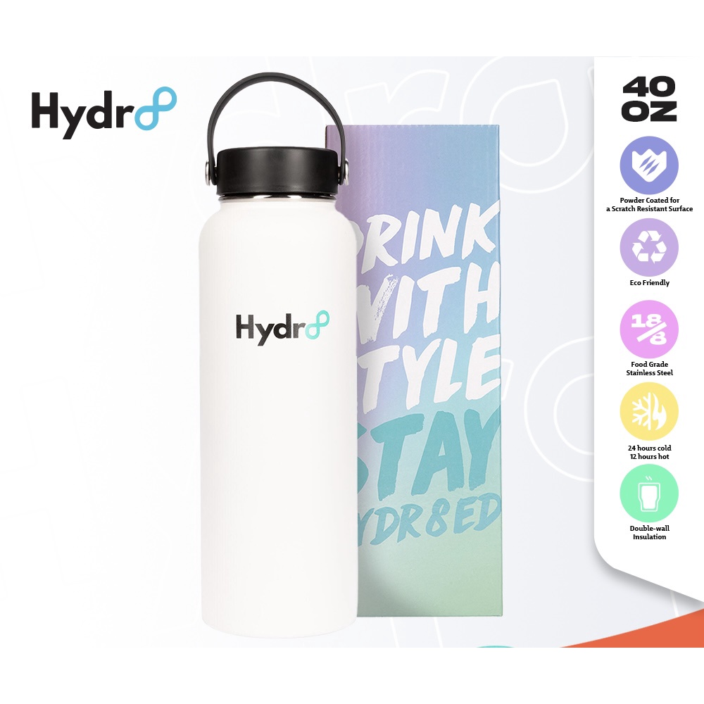 Hydr8 40oz Wide Mouth Double Wall Vacuum Insulated Flask Stainless ...