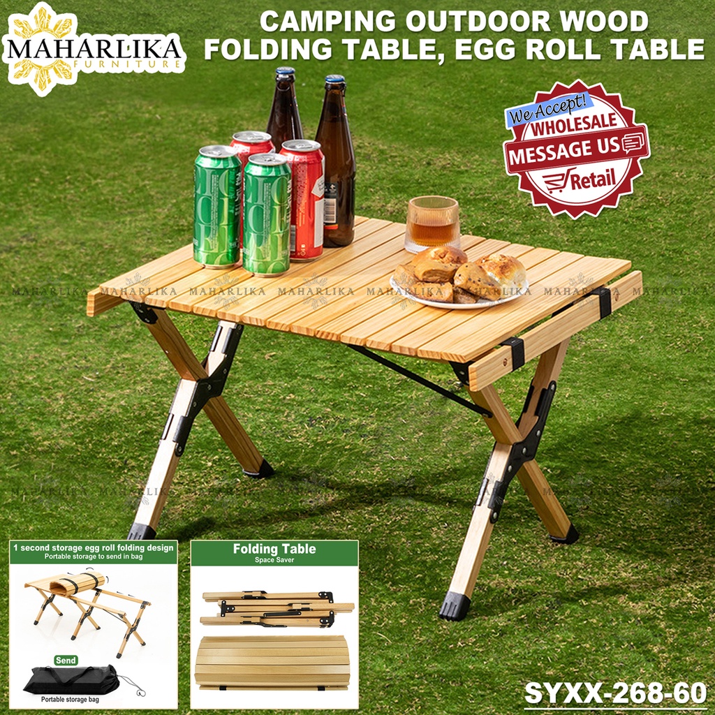 Maharlika SYXX268 Wooden Foldable Table Camping Table and Portable