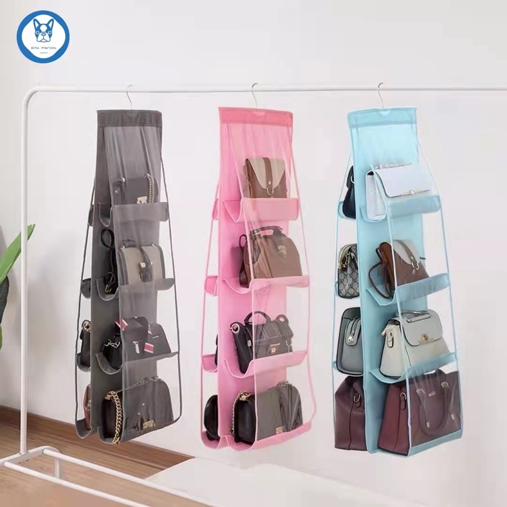 6 Pocket Large Clear Purse Handbag Hanging Storage Bag Rack COD ...