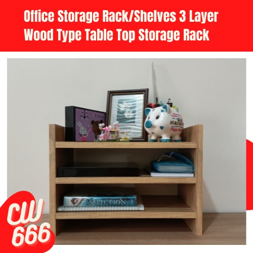 Office Storage Rack/Shelves 3 Layer Wood Type Table Top Storage Rack