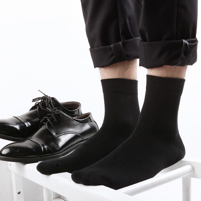 COD☑️12Pcs/6pcs Men's Business Breathable Cotton Casual Socks Black ...