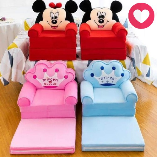 3 LAYER 2 IN 1 Kids Folding Sofa Bed Soft Plush Couches Cartoon