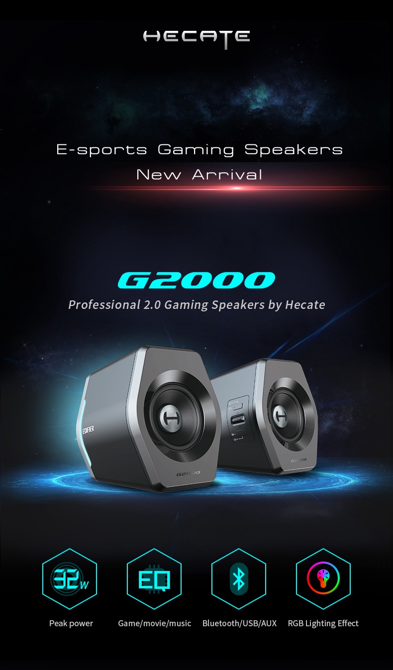 Edifier G2000 - 2.0 Gaming Speakers with USB soundcard LED & Powerful ...
