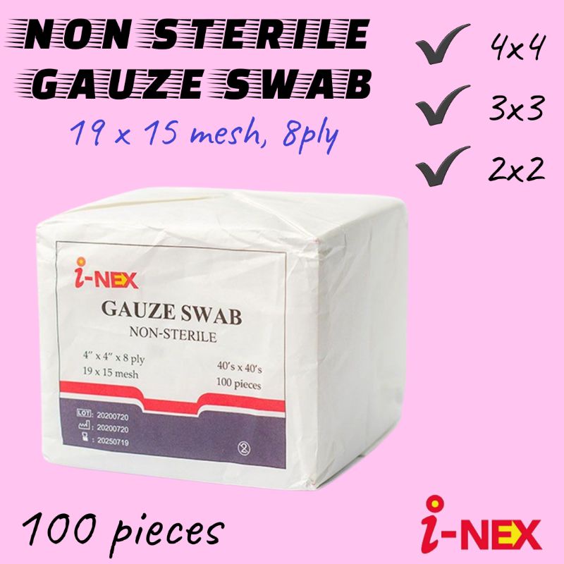 iNEX GAUZE SWAB 4X4, 3X3, 2X2 (100's/box) Shopee Philippines