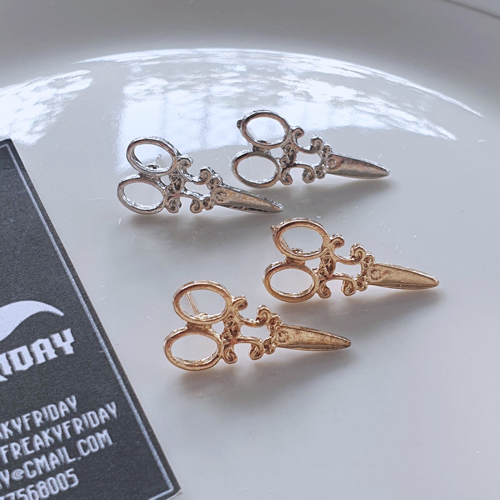 Scissors Ear Studs - Gothic Grunge Aesthetics Punk Skull Skeleton ...