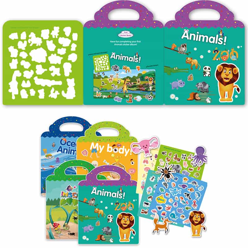 Kids Reusable Scenes Sticker Book DIY Cartoon Puzzle Stickers Learning ...