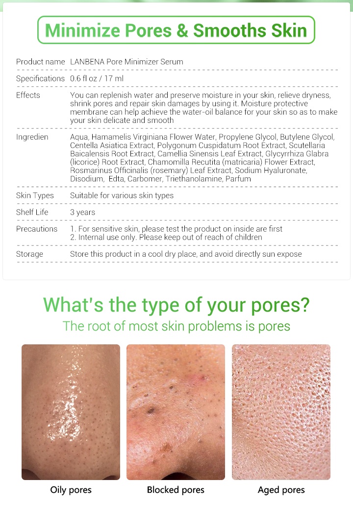 LANBENA Pore Minimizer Serum Step2 Shrink Pores Serum blackhead Remover