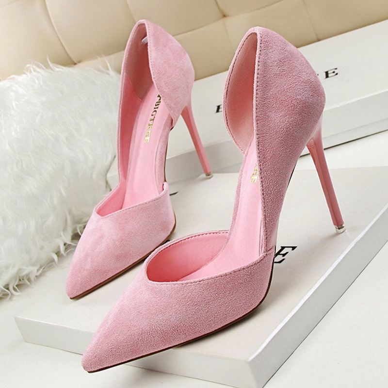 【Boutique】BIGTREE Shoes Suede Woman Pumps Ladies Stiletto Women Shoes Red  Pink Black Wedding Shoes H | Shopee Philippines