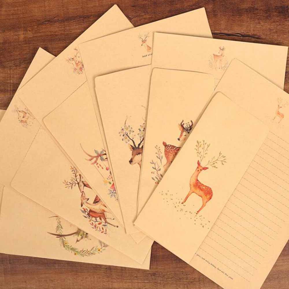 10 Sheets Vintage Retro Design Deer Writing Stationery Paper With ...