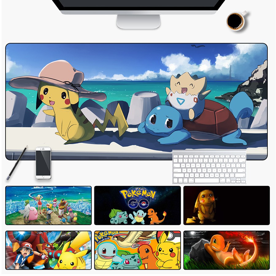 Super Large Pikachu Pokemon Anime Creative Table Mat Keyboard Pad ...